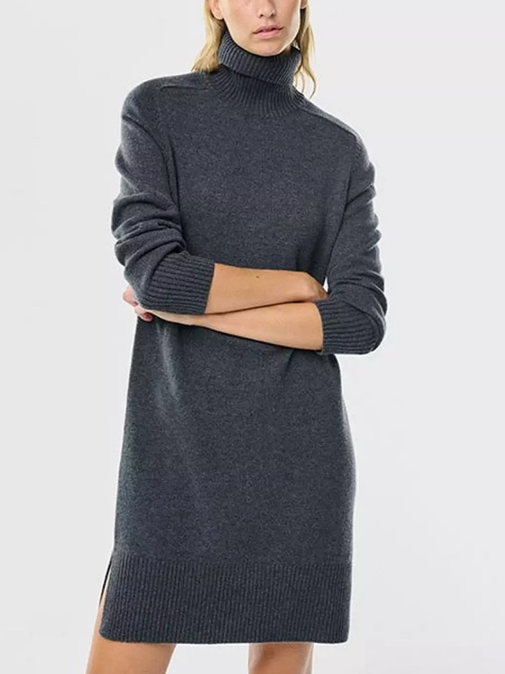 ECOALF Women's Thea Wool Sweater Dress - Charcoal Gray Medium